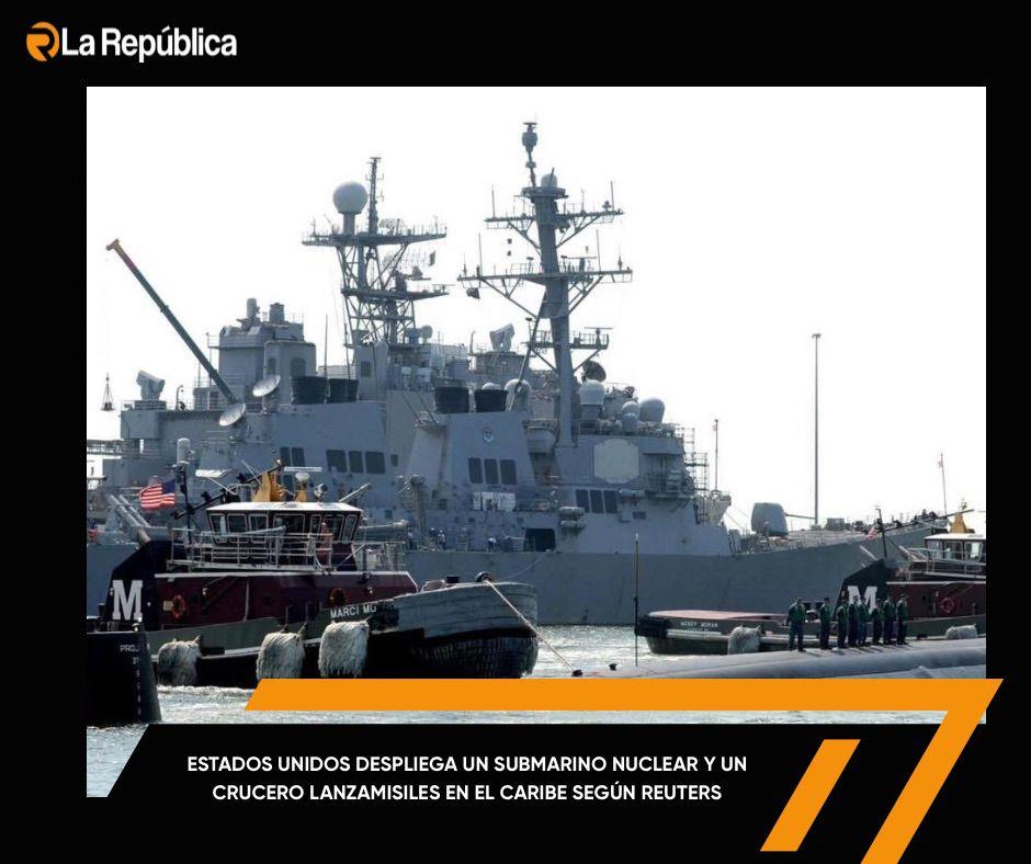 Estados Unidos despliega un submarino nuclear y un crucero lanzamisiles en el Caribe - Cover Image